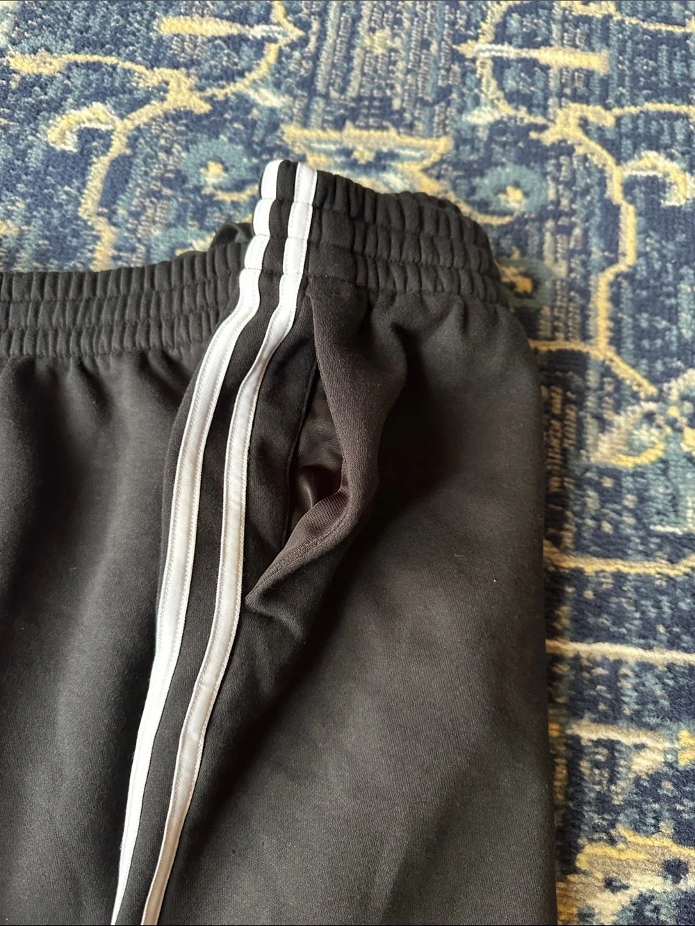 adidas Black Jogger Pants with White Side Stripes
